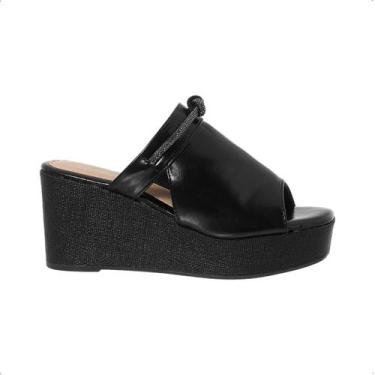 Imagem de Sandália Anabela Plataforma Espadrille Salto Alto Strass Brilho Rafia 