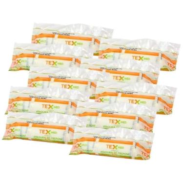 Imagem de Kit 10 Rolos Atadura Crepom Não Estéril 12Cmx1,80M Texmed