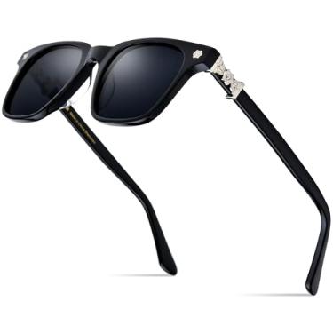 Imagem de HEPIDEM Óculos de acetato armação masculina feminina quadrada óculos ópticos 9395, Óculos de sol 9395 preto, 52-21-150