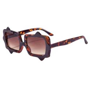 Imagem de HPIRME Óculos de sol coloridos para homens e mulheres, óculos de sol da moda, UV400, gradiente feminino, tendência para áreas externas (marrom-leopardo)