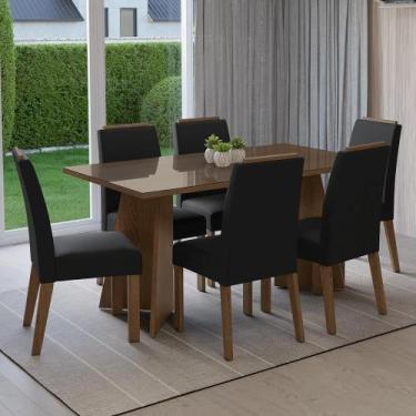 Imagem de Conjunto Sala de Jantar Tampo de Vidro 6 Cadeiras Madrid Madesa, Rusti