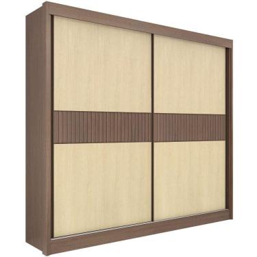 Imagem de Guarda Roupa Cancun Ripado Castanho Linho 2 Portas 6 Gavetas D?doro