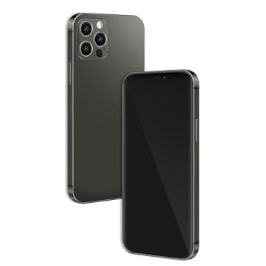 Imagem de Sem logotipo – Réplica 1:1 não funcionando, modelo de telefone para telefone 12 Pro/12 Pro Max modelo falso brinquedo (tela preta cinza, 6,1 polegadas)