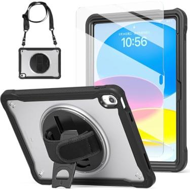 Imagem de Capa Protetora Anti Queda para Ipad de 10ª Geração de 10,9" 2022 com Protetora, Porta-Lápis, Capa Infantil para Ipad de 10ª Geração A2696/A2757/A2777 com Alça de Mão e Alça de Ombo