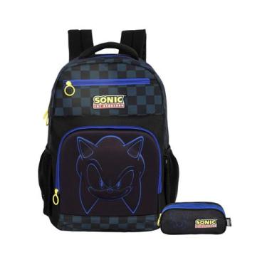 Imagem de Kit Escolar Juvenil Sonic Mochila De Costas + Estojo Triplo - Maxlog
