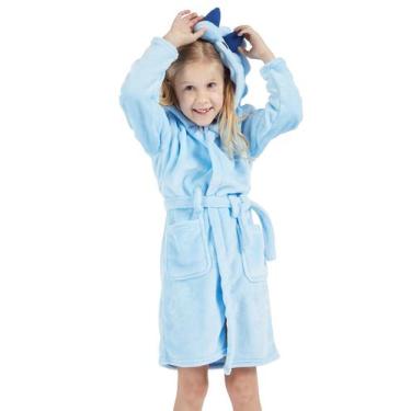 Imagem de Roupão infantil DELEY Fannel, roupão de dormir com capuz, dinossauro