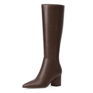 Imagem de Botas de cano alto Easyfox Brown para mulheres tamanho 9