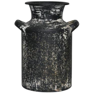 Imagem de Vaso de flores rústico vintage de metal para decoração de jarro de leite, vasos pequenos para decoração de cozinha, cilíndrico, perfeito para cozinha, sala de jantar, sala de estar, presente de
