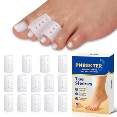 Imagem de Pnrskter Protetores de dedo de silicone - (14 peças médias) - Mangas respiráveis para mulheres e homens - Biqueira para bolhas, calos, perda de unhas dos pés - Almofadas para uso diário, itens