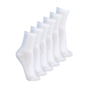 Imagem de Kit com 6 Pares de Meias Esportiva Cano Médio Lupo 3290-009, Branco, 4