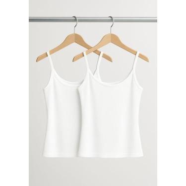 Imagem de Kit 2 Regatas Alcinha Canelada Brancas Salvatore - Salvatore Fashion, 