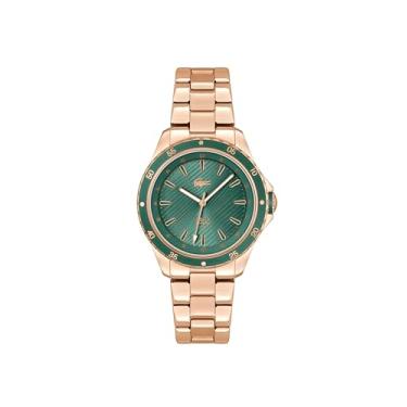 Imagem de Lacoste Santorini Relógio feminino de quartzo 3H, relógio de pulso de aço inoxidável, resistente à água até 5 ATM/50 metros, relógios elegantes para mulheres, 36 mm, Ouro rosa
