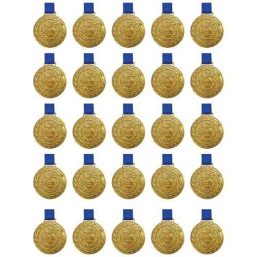 Imagem de Kit com 25 Medalhas de Ouro M60 Honra ao Mérito C/Fita Azul - Crespar