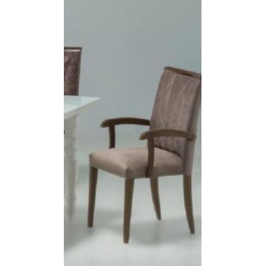Imagem de Kit 2 Cadeiras Thaila com Braço Madeira Imbúia com Tecido Linho Poliés
