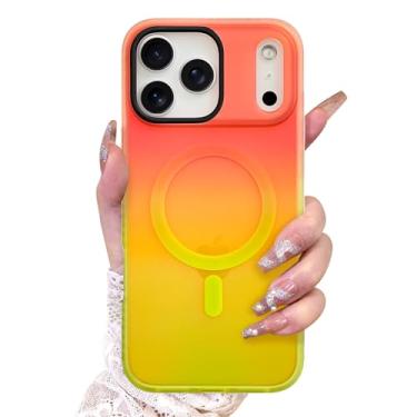 Imagem de AIGOMARA Capa magnética para iPhone 17 Pro, compatível com Magsafe, capa iridescente fluorescente para mulheres e meninas, capa protetora fosca translúcida à prova de choque 6,3 polegadas 2025