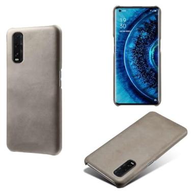 Imagem de Capa para OPPO Find X2,Proteção contra quedas,Casca de volta de cor sólida simples,Design de couro de imitação de plástico-Gray