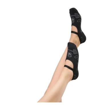 Imagem de Sapatilha Antiderrapante Esportiva Cia das Meias, Preta pesos, 34-39