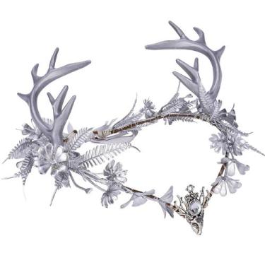 Imagem de Bandana Crown MOSTORY Silver Antler Elf Fairy Flower para mulher