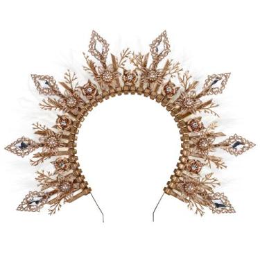 Imagem de Chapéu COSUCOS Feather Halo Crown feito à mão em penas brancas