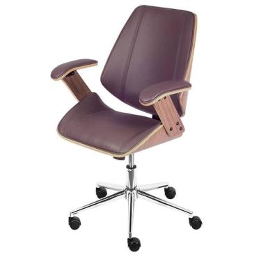 Imagem de Cadeira Giratória Baixa Bergen Lisboa Or Design Estrutura Madeira Revestida em PU Café Base Rodízio