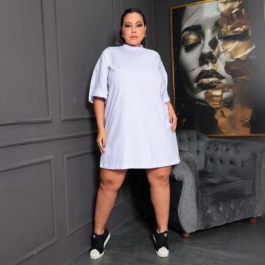 Imagem de Vestido Camiseta Oversized Plus Size Feminino Algodão - Donna Lu, Bran