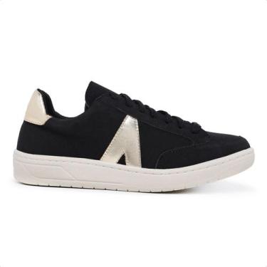 Imagem de Tenis Preto Feminino Moda com Dourado Fashion Confort, 38