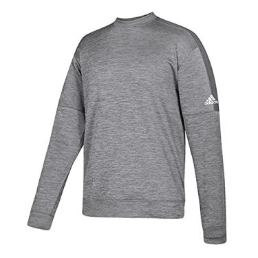 Imagem de adidas Camiseta masculina atlética Team Issue Crew Fleece, cinza dois melange/branco, médio