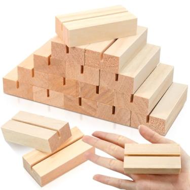 Imagem de ISUSSER 15 suportes de madeira com números de mesa de madeira, porta-cartões, porta-fotos, suportes de placa de acrílico para cerimônia, festa de aniversário, decoração de casa