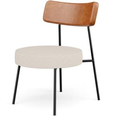 Imagem de Poltrona Decorativa Base Fixa Londres L02 material sintético Camel Lin