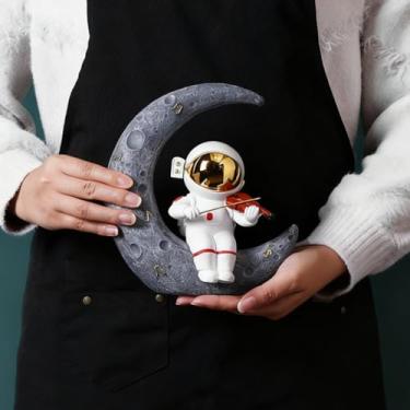 Imagem de Waowumar Astronaut Statue Spaceman Sculpture Gold Figurine Ornament Desktop Accessories Bookshelf Decor Polyresin Arts Gifts