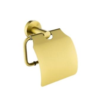 Imagem de Acessórios de banheiro dourado escovado, toalheiro, escova de vaso sanitário, suporte de papel, gancho de barra de toalha, saboneteira, prateleira de parede, saboneteira (suporte de papel a)