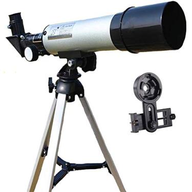 Imagem de Telescópio telescópio para adultos, abertura de 50 mm, 360 mm, telescópio refrator astronômico, lente prisma, telescópio para astronomia, com adaptador de telefone e tripé para observação
