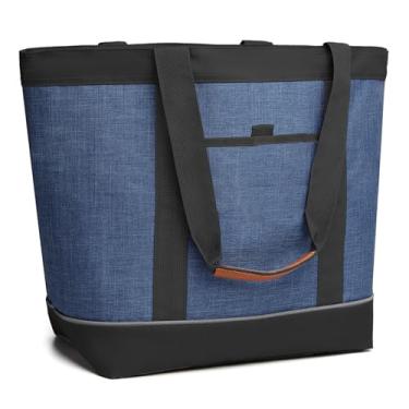 Imagem de Bolsa térmica isolada, à prova de vazamento, com isolamento térmico, dobrável, macia, bolsa térmica com zíper, bolsa reutilizável para freezer para compras, entrega de comida, piquenique, viagens