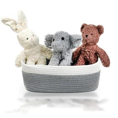 Imagem de Brinquedos para cães de algodão durável de pelúcia com enchimento de coco para todas as raças de animais de estimação, elefante urso coelho (com cesta), tamanho único