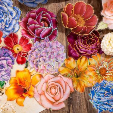 Imagem de Adesivos Knaid Flower, 80 peças, tamanho grande com holográfico dourad