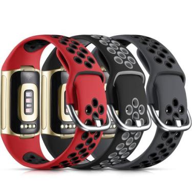 Imagem de Pulseira esportiva Maledan compatível com Fitbit Charge 5/6 - preta