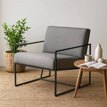 Imagem de Poltrona Industrial, Decorativa, Sala e Recepção - Poltrona Flow Cinza