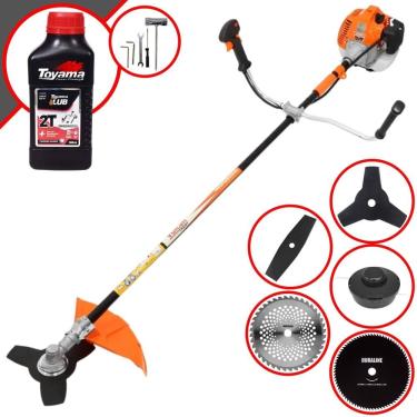 Imagem de Roçadeira Máquina de Corta Grama À Gasolina Vulcan VR520-H 52cc 2,5HP 10.000rpm Multifuncional Completa Com 5 Opções de Cortes + ÓLEO TOYAMA 2 Tempos