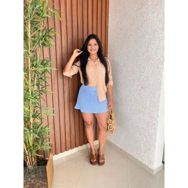 Imagem de Short Saia Plissado Com Babado Lastex Nas Costa