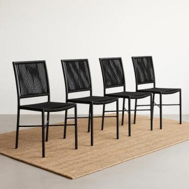 Imagem de Cadeira Corda Nautica Preta  Sala, Varanda, Sacada, Cozinha - Cadeira 