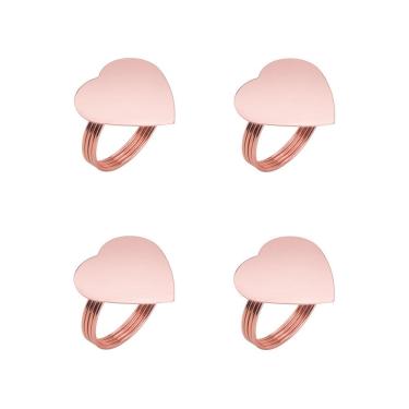 Imagem de Cj 4 Anéis/Argolas de Zamac P/Guardanapos Heart Cobre Lyor