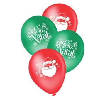 Imagem de Bexiga Balões Feliz Natal Sortidos Nº8 C/ 20 Unidades - piffer
