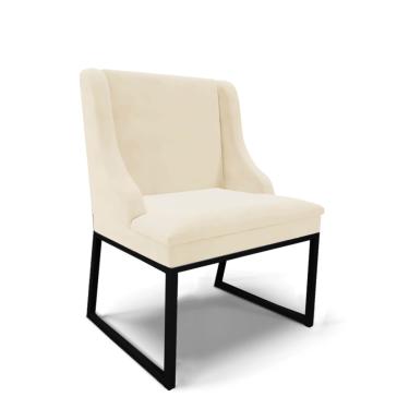 Imagem de Cadeira Sala de Jantar Industrial Preto Liz Veludo D03 - D'Rossi