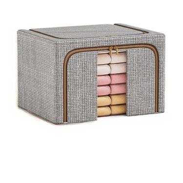 Imagem de Caixa Organizadora para Guarda-Roupa Dobrável com Visor Transparente - Organizador de Roupas, Brinquedos, Lençol e Edredom(CINZA M)