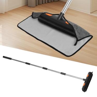 Imagem de Escova de borracha para remoção de pelos de animais de estimação, cães, gatos, pelos, com rodo embutido, telescópico, cabo de metal, ajustável, versátil, resistente à ferrugem, vassoura para tapete de