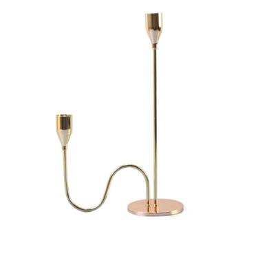 Imagem de Decoração de mesa Castiçal para festa de casamento metal dourado Centro casa Candelabros para sala estar Centro de mesa decorativo(Pequeno)