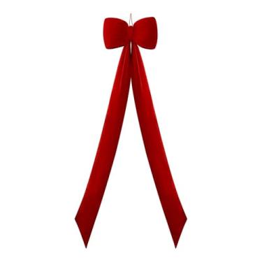 Imagem de Nishiyuenyi Artigos para Festa de Natal com Laço, Decoração Versátil para árvore de Natal de 59 Polegadas para Vitrine de Café, Sala de Estar, Loja de Casamento, Vermelho Brilhante, Tamanho real