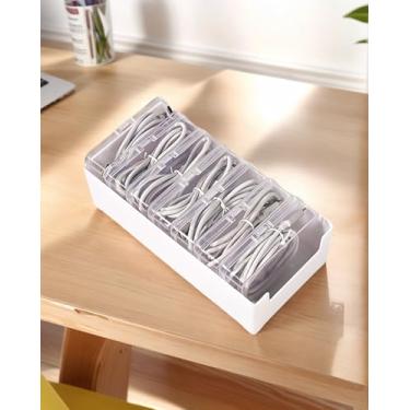 Imagem de Conjunto de caixa de armazenamento de cabos – Caixa organizadora média de joias com 7 bandejas para acessórios de casa, escritório e mesa