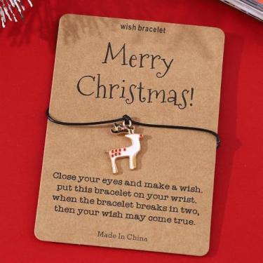 Imagem de Pulseiras de Natal femininas elásticas ajustáveis com design de boneco de neve esmaltado, presentes de festa de Natal, One Size, Liga de aço, Sem Pedra Preciosa