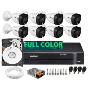 Imagem de Kit 8 Câmeras Intelbras 1220b Full Color Dvr 8 Canais Com Hd Completo